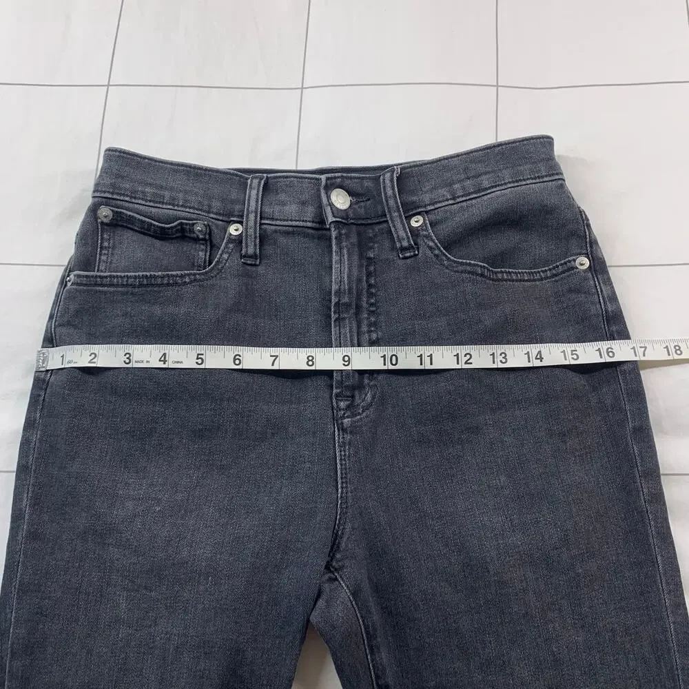 J. Crew Jeans Womens 28 Washed Black Curvy Demi Boot Hemmed High Rise Stretch